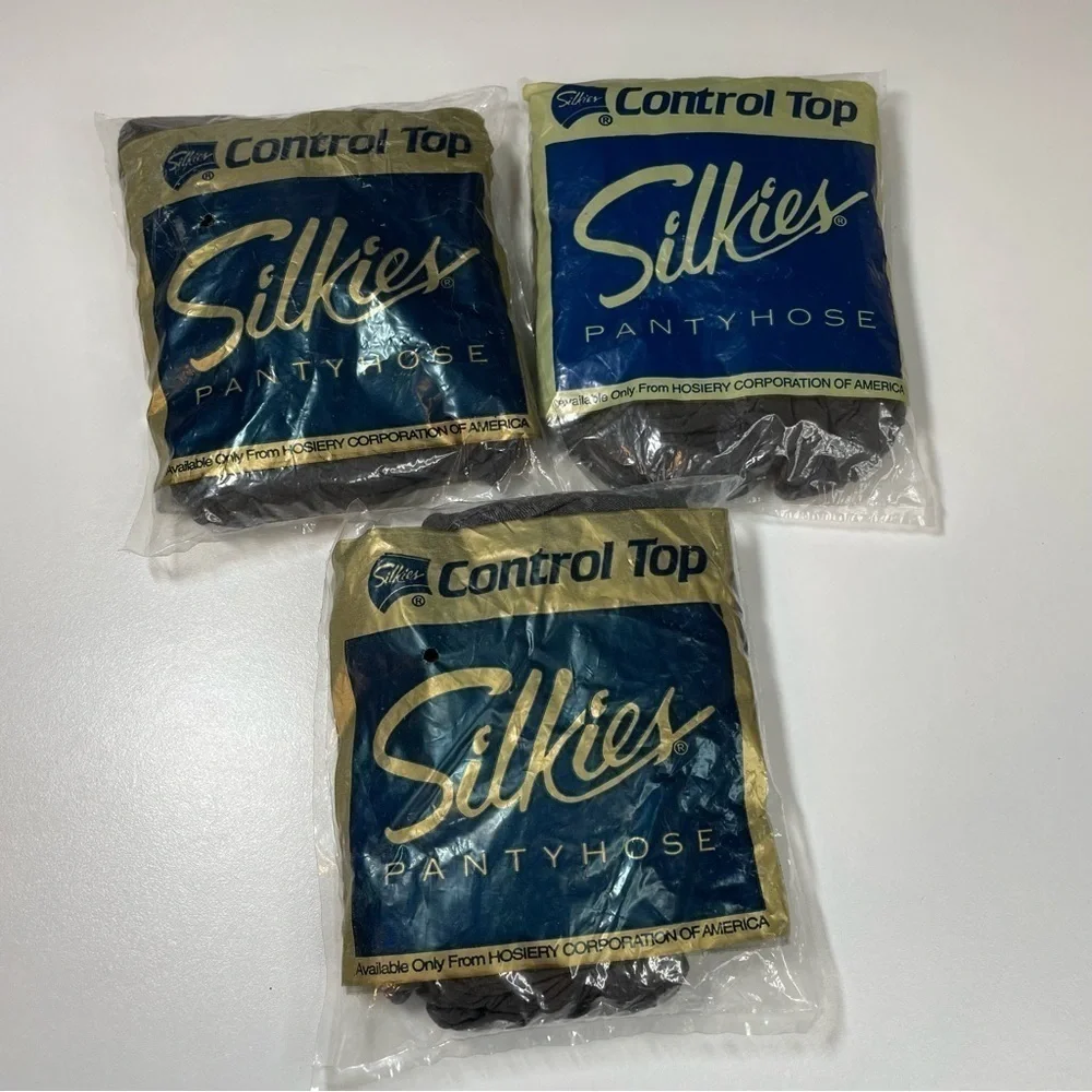 Silkies Nylons‎ Bundle Control Top Support Legs #132 Off Black sz Large Neutral